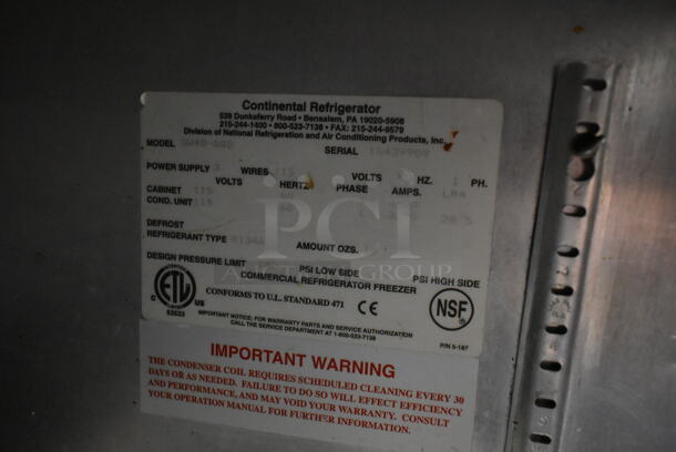 Continental SW40-SGD Stainless Steel Commercial 2 Door Back Bar Cooler Merchandiser on Commercial Casters. 115 Volts, 1 Phase. Tested and Working! - Image 7 of 7