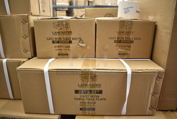 PALLET LOT of 33 BRAND NEW Boxes Including 20 Boxes 3492430TCB Lancaster Table & Seating 24" x 30" Laminated Rectangular Table Top Reversible Cherry / Black, 5 Boxes of 4 164TB2222 Lancaster Table & Seating 22" x 22" Cross Cast Iron Table Base Plate, 2 Box of 4 164TS1000 Lancaster Table & Seating 10" Cast Iron Table Base Spider, 2 Box of 10 164TCOLROD25 Lancaster Table & Seating 25 3/16" Standard Height Table Base Column and Rod. 33 Times Your Bid!  - Image 5 of 10