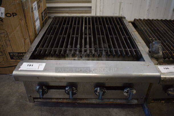 Radiance Stainless Steel Commercial Countertop Natural Gas Powered Charbroiler Grill. 24.5x30x12
