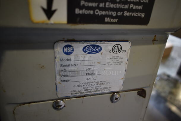 Globe SP 30 Metal Commercial Floor Style 30 Quart Planetary Dough Mixer w/ Metal Mixing Bowl, Dough Hook and Pelican Head Attachment. 115 Volts, 1 Phase. Tested and Does Not Power On - Image 11 of 11