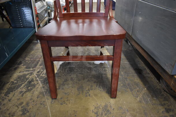 4 BRAND NEW SCRATCH AND DENT! Wooden Dining Height Chairs w/ Vertical Back Rest Bars. 4 Times Your Bid! - Image 4 of 5