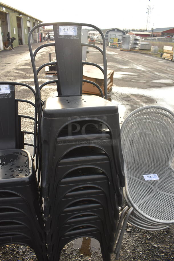 8 Black Metal Tolix Style Dining Chairs. 17x18x33. 8 Times Your Bid - Image 4 of 4