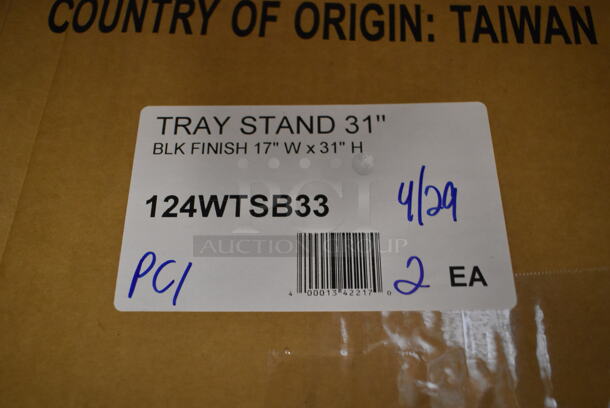 2 BRAND NEW SCRATCH AND DENT! American Metalcraft WTSB33 31" Black Wood Folding Tray Stand with Black Straps. 2 Times Your Bid! - Image 4 of 4