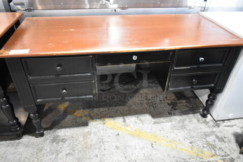 Desk w/ Wooden Desktop and 5 Drawers. 