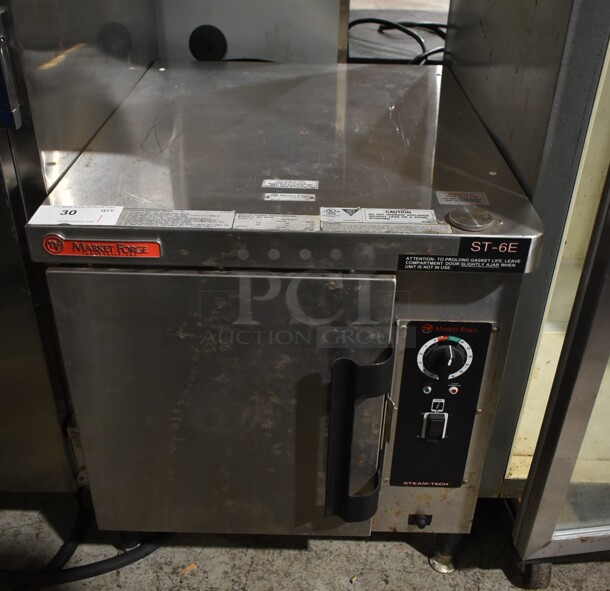 Market Forge ST-6E Stainless Steel Commercial Countertop Electric Powered Single Deck Steam Cabinet. 208 Volts, 3 Phase.