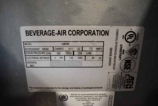Beverage Air SM58N Stainless Steel Commercial Milk Cooler on Commercial Casters. 115 Volts, 1 Phase. 58x31x40. Tested and Working! - Image 5 of 7