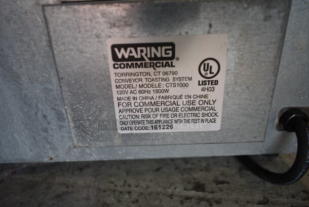 Waring CTS1000 Stainless Steel Commercial Countertop Electric Powered Conveyor Oven Toaster. 120 Volts, 1 Phase. Tested and Gets Hot But Conveyor Belt Does Not Move - Image 7 of 7
