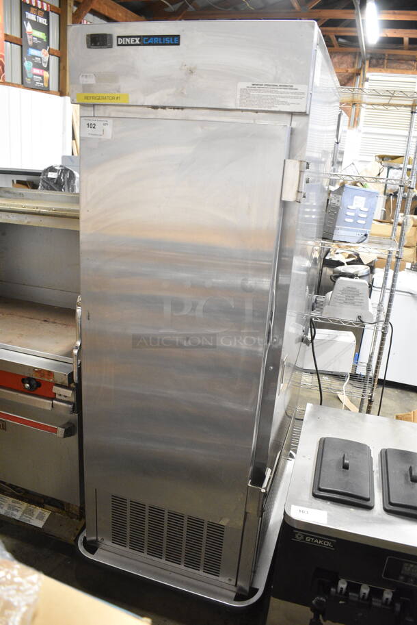 Dinex IRAC12DS Stainless Steel Commercial Single Door Reach In Cooler on Commercial Casters. 120 Volts, 1 Phase. Tested and Working! - Image 1 of 5
