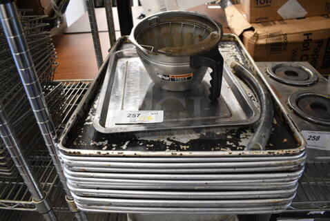 16 Items; 14 Metal Baking Pans, Metal Coffee Brew Basket and Metal Pan. 16 Times Your Bid!