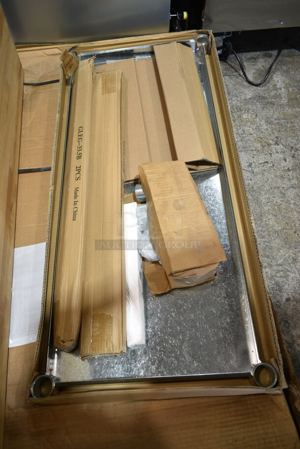 2 BRAND NEW SCRATCH AND DENT! Regency 600TW2448G 24" x 48" Wood Top Work Table with Galvanized Base and Adjustable Undershelf. 2 Times Your Bid!  - Image 5 of 6