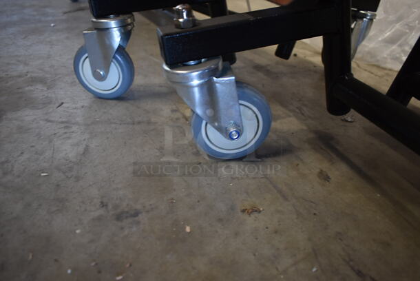 BRAND NEW SCRATCH AND DENT! Wood Pattern Folding Cafeteria Table on Commercial Casters. - Image 2 of 4