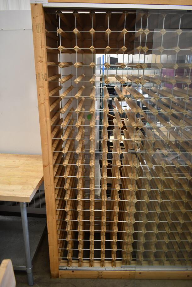 LIKE NEW! Wooden Wine Bottle Rack w/ Glass Front Panels. - Image 6 of 6