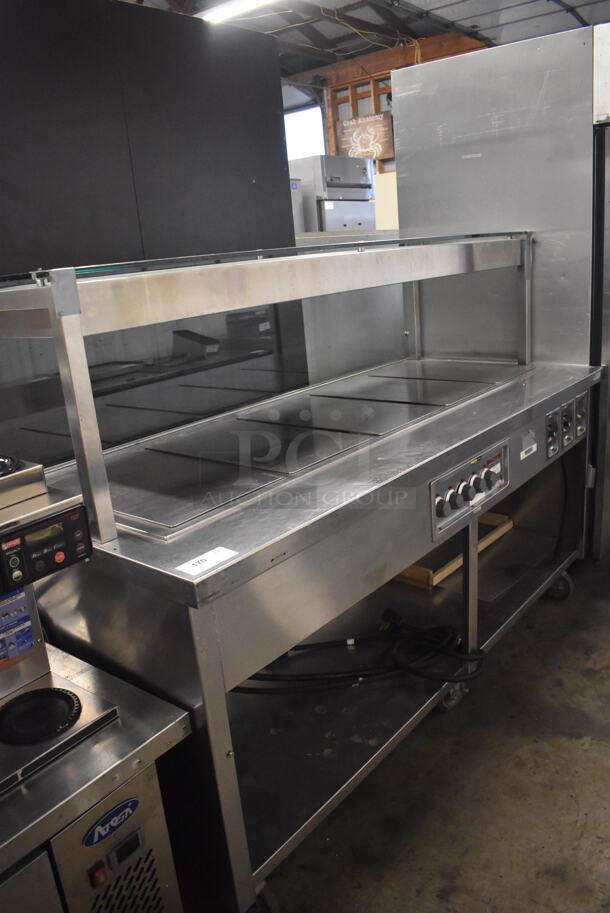 Wells Stainless Steel Commercial Warming Prep Station w. Under Shelf and Sneeze Guard on Commercial Casters. 240 Volts, 3 Phase. 79x33x57 - Image 1 of 8