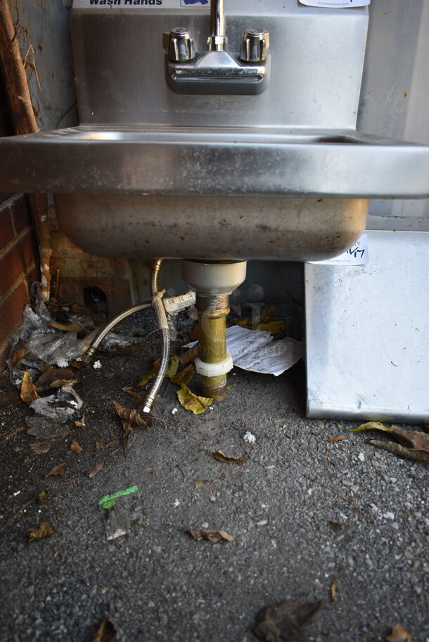 Stainless Steel Commercial Single Bay Wall Mount Sink w/ Faucet and Handles. - Image 3 of 3