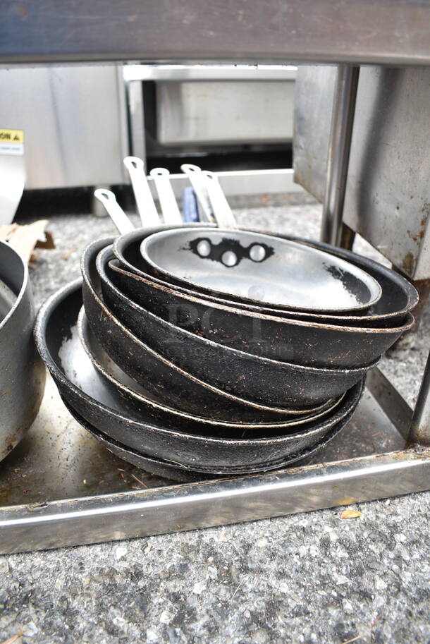 Stainless Steel 2 Tier Over Shelf w/ Contents Including Metal Skillets and Sauce Pans - Image 6 of 7