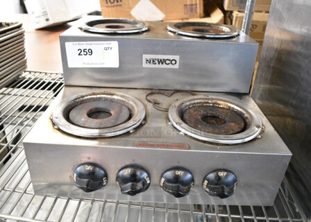 Newco HS4HW Stainless Steel Commercial Countertop 2 Tier 4 Burner Coffee Pot Warmer. 120 Volts, 1 Phase. Tested and Working!