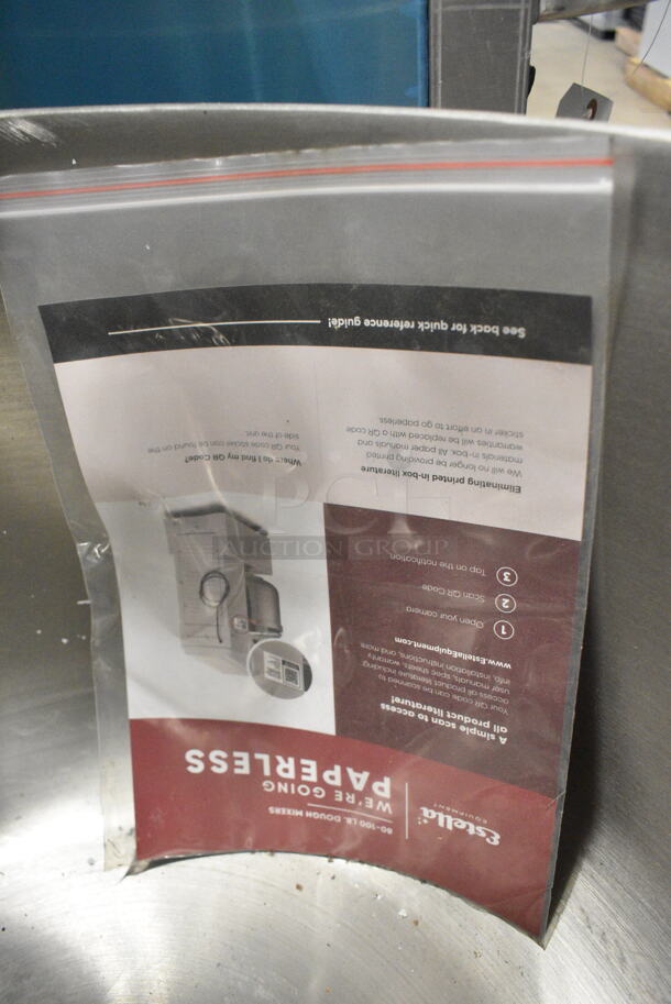 BRAND NEW SCRATCH AND DENT! Estella 348SM80 Metal Commercial Floor Style 80 Qt. / 116 lb. Two-Speed Spiral Dough Mixer w/ Stainless Steel Mixing Bowl, Bowl Guard and Dough Hook. 220 Volts, 3 Phase.  - Image 8 of 8