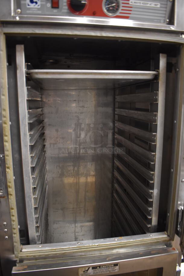 Metro C5 Stainless Steel Commercial 2 Half Size Reach In Warming Cabinet Merchandiser on Commercial Casters. 28x31x74. Tested and Working! - Image 4 of 6