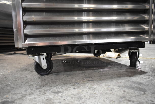 True T-23FG Stainless Steel Commercial Single Door Reach In Cooler Merchandiser w/ Poly Coated Racks on Commercial Casters. 115 Volts, 1 Phase. Tested and Powers On But Does Not Get Cold - Image 2 of 5