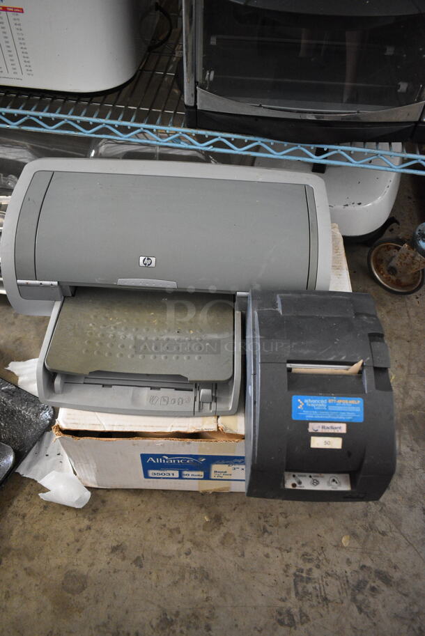 Radiant POS Monitor, Planar Monitor, 2 Receipt Printers, Uninterruptible Power Supply, HP Printer, Receipt Printer Paper Rolls.  - Image 5 of 12