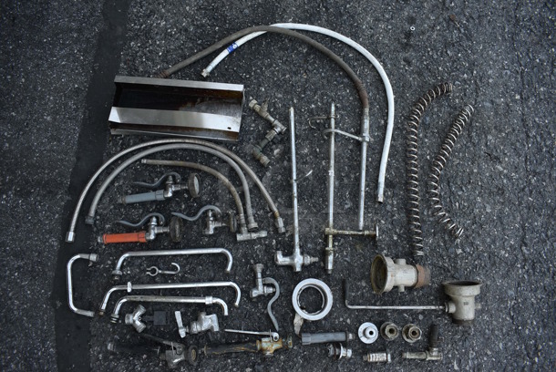 ALL ONE MONEY! Lot of Various Metal Parts to Sink Including 3 Faucets, 3 Spray Nozzle Heads