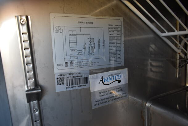 Avantco 178SSPT27HC Stainless Steel Commercial Sandwich Salad Prep Table Bain Marie Mega Top on Commercial Casters. 115 Volts, 1 Phase. Tested and Working! - Image 6 of 6
