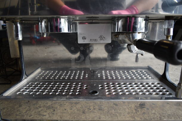 Grindmaster 245OQ Espressimo Stainless Steel Commercial Countertop 2 Group Espresso Machine w/ 2 Portafilters and Steam Wands. 208/240 Volts, 1 Phase.  - Image 5 of 7