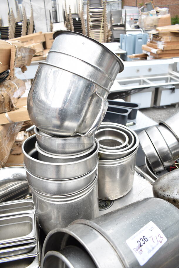 ALL ONE MONEY! PALLET LOT of Various Metal Items Including Drop In Bins, Stock Pots, Colander, Cylindrical Drop In Bins - Image 9 of 12