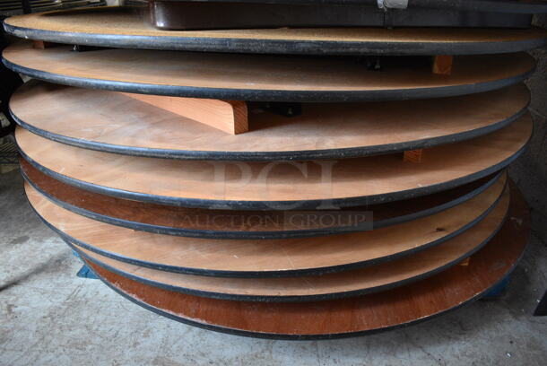 11 Round Wood Pattern Folding Banquet Tables. 60x60x2. 11 Times Your Bid! - Image 3 of 4