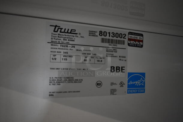 2014 True TG2R-2S ENERGY STAR Stainless Steel Commercial 2 Door Reach In Cooler w/ Poly Coated Racks on Commercial Casters. Doors Need To Be Reattached. 115 Volts, 1 Phase. Tested and Powers On But Does Not Get Cold - Image 6 of 8