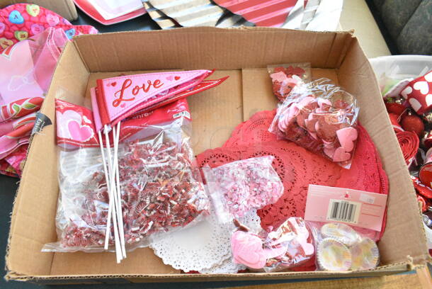 Wall Mount Table w/ Contents Including Valentines Day Decor. BUYER MUST REMOVE: Bring Tools and Manpower Needed To Remove This Item. (booth room)  - Image 5 of 10