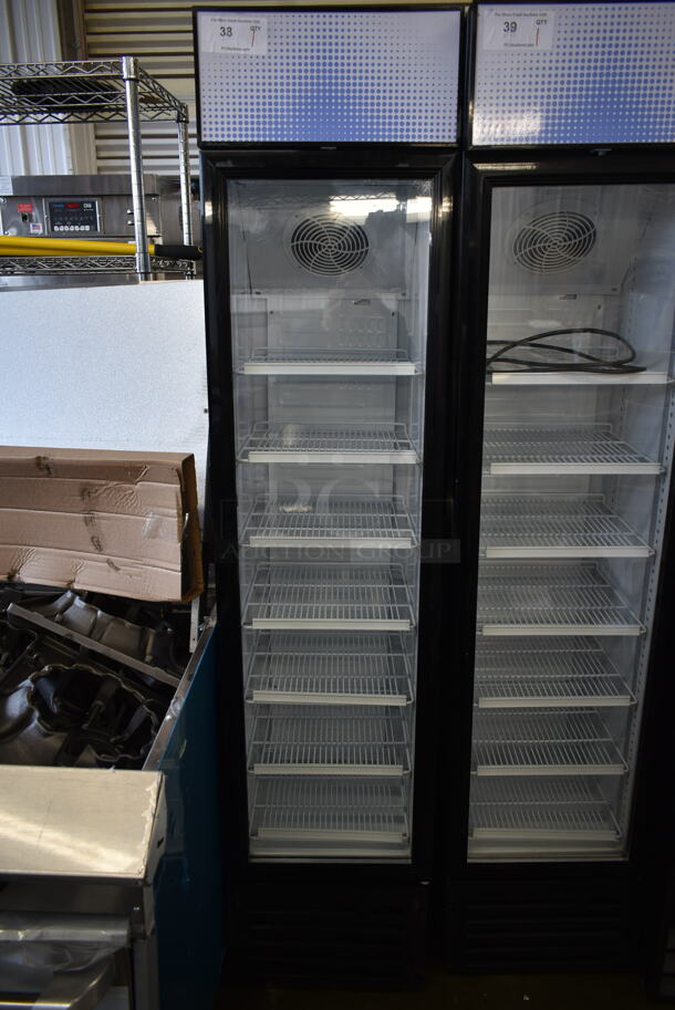 BRAND NEW SCRATCH AND DENT! Galaxy 177GDN5RBB Metal Commercial Single Door Reach In Cooler Merchandiser w/ Poly Coated Racks. 110-120 Volts, 1 Phase. Cannot Test Due To Cut Power Cord - Image 2 of 6