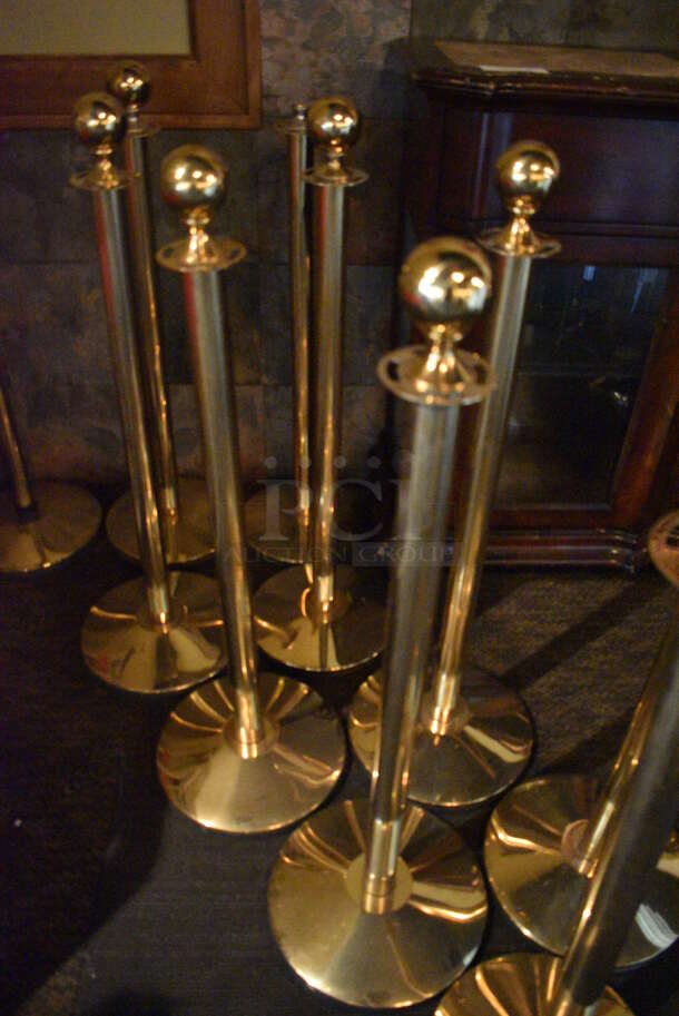 10 Gold Finish Metal Stanchions. BUYER MUST REMOVE. 13x13x42. 10 Times Your Bid! (Susquehanna Ale House) - Image 2 of 2