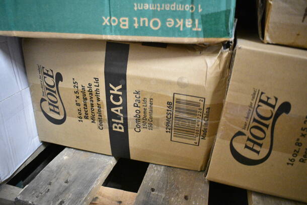 PALLET LOT of 22 BRAND NEW Boxes Including 2 Box 129MCS16B Choice 16 oz. Black 8" x 5 1/4" x 1 1/2" Rectangular Microwavable Heavy Weight Container with Lid - 150/Case, 395TO661 Ecochoice compostable Sugarcane Takeout, 2 Box 612558L Choice 8 1/8" Round Foil-Laminated Board Lid - 500/Case, 130WFORKWP Choice Individually Wrapped Medium Weight White Plastic Fork - 1000/Case, 500CC16HW Choice Heavy Weight 16 oz. Clear Plastic Cold Cup - 1000/Case, 433LSLCPIE Choice 5" Clear Hinged Slice Container with Low Dome Lid, Dart C57PST1 ClearSeal Hinged Lid Plastic Container 6" x 5 13/16" x 3" - 500/Case, Dart 60HT1 White Foam Hinged Lid Container 6" x 6" x 3" - 500/Case, 500CC12 Choice Clear PET Customizable Plastic Cold Cup - 12 oz. - 1000/Case, 433LSLCPIE Choice 5" Clear Hinged Slice Container with Low Dome Lid, Dart 12BWWCR Concorde 10-12 oz. White Non-Laminated Round Foam Bowl - 1000/Case. 22 Times Your Bid!  - Image 3 of 12