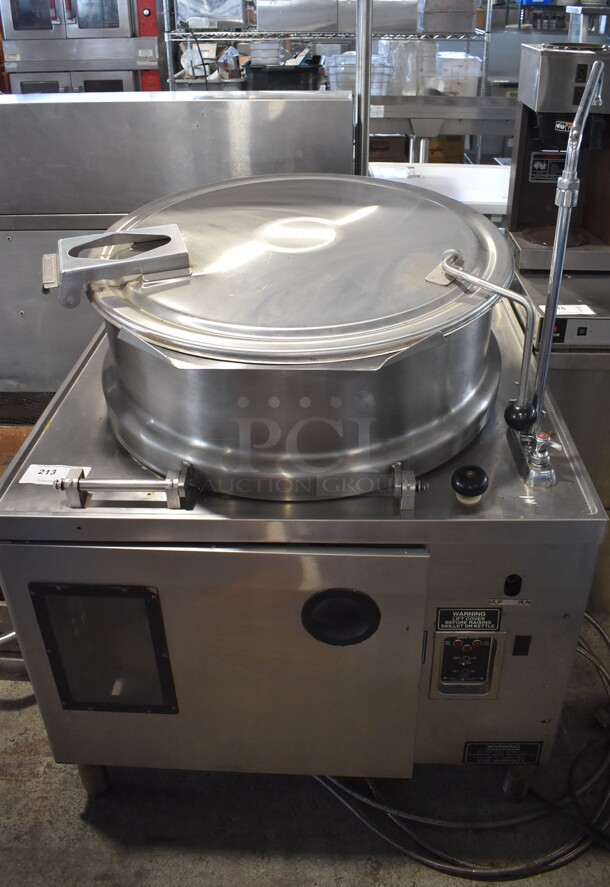 Market Forge MT40E0 Stainless Steel Commercial Floor Style Electric Powered 40 Gallon Steam Kettle. 240 Volts, 3 Phase. 36x34x52
