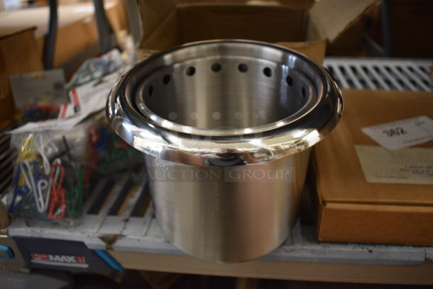 BRAND NEW IN BOX! Stainless Steel Cylindrical Ice Cream Scooper Bin w/ Insert. 7x7x7