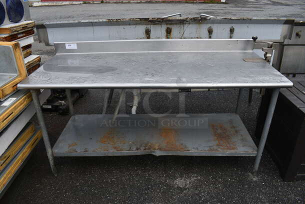 Stainless Steel Commercial Table w/ Mounted Commercial Can Opener and Metal Under Shelf. 72x30x39