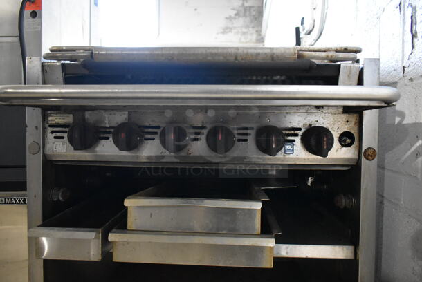 MagiKitch'n Stainless Steel Commercial Floor Style Natural Gas Powered Charbroiler Grill w/ Under Shelf. - Image 4 of 7