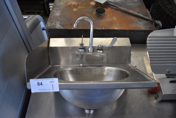 Stainless Steel Commercial Single Bay Sink w/ Faucet, Handles and Side Splash Guard. 19x16x17