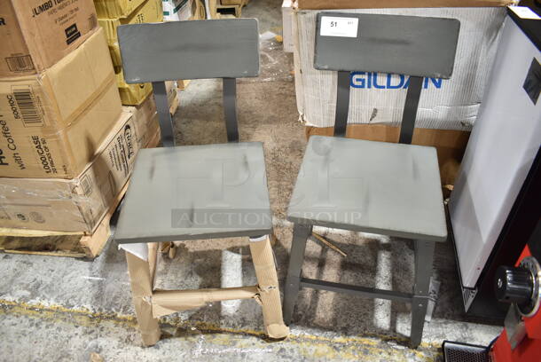 2 BRAND NEW SCRATCH AND DENT! Lancaster Table & Seating 164CINDGRYAN Industrial Chair with Antique Slate Gray Finish. 2 Times Your Bid!  - Image 2 of 4