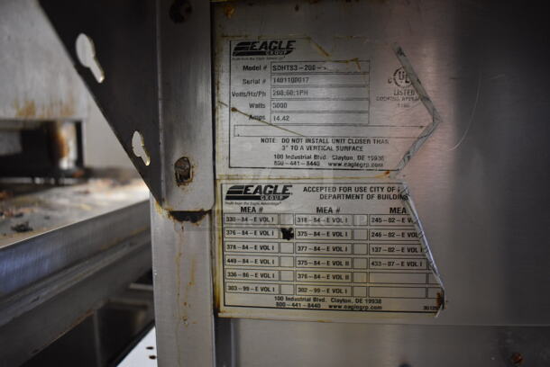 Eagle SDHTS3-208 Stainless Steel Commercial Electric Powered 3 Bay Steam Table w/ Sneeze Guard and Under Shelf. 208 Volts, 1 Phase. 48x32x53 - Image 3 of 6