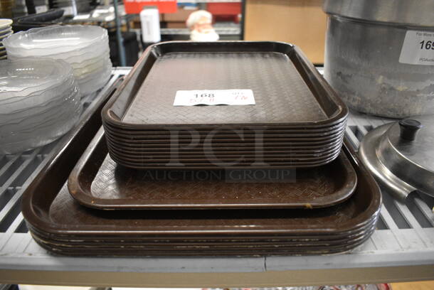 ALL ONE MONEY! Lot of 17 Various Brown Food Trays! Includes 14x18x1