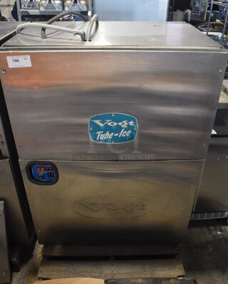 Vogt HE40S Stainless Steel Commercial Automatic Sized Tube Ice Machine. 208/240 Volts, 3 Phase. 40x27x54