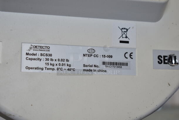 2 Detecto SCS30 30 Pound Capacity Scales. Does Not Come w/ Hanging Bowl. 2 Times Your Bid! - Image 7 of 7