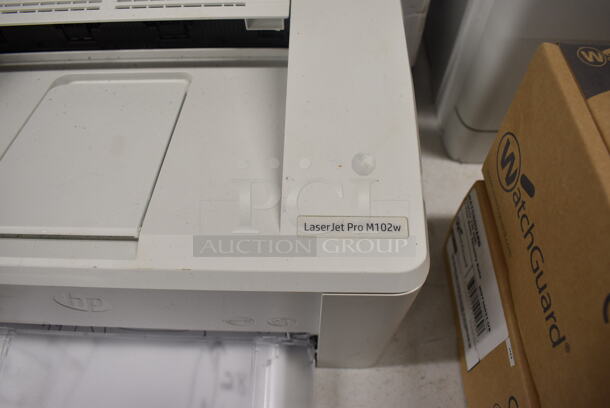 IN ORIGINAL BOX! HP LaserJet Pro M102w Countertop Printer w/ 2 BRAND NEW BOXES of HP Laserjet 17A Ink. 13.5x16x8 - Image 3 of 7