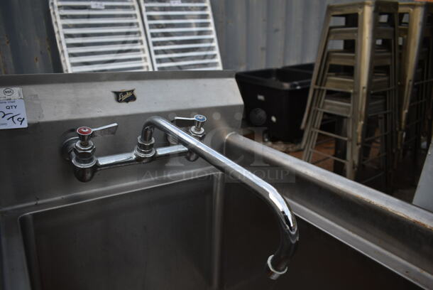 Duke Stainless Steel Commercial Single Bay Sink w/ Faucet and Handles.  - Image 3 of 5