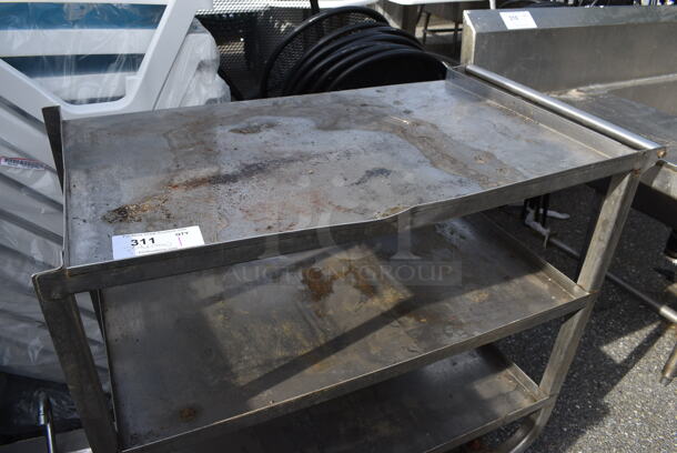Stainless Steel Commercial 3 Tier Cart w/ Push Handle on Commercial Casters. 37x21x35 - Image 3 of 4