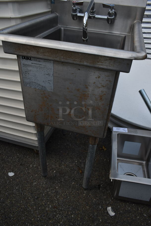 Duke Stainless Steel Commercial Single Bay Sink w/ Faucet and Handles.  - Image 5 of 5