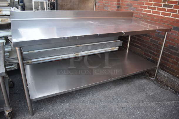Stainless Steel Table w/ Back Splash and Under Shelf. 84x36x41 - Image 2 of 5