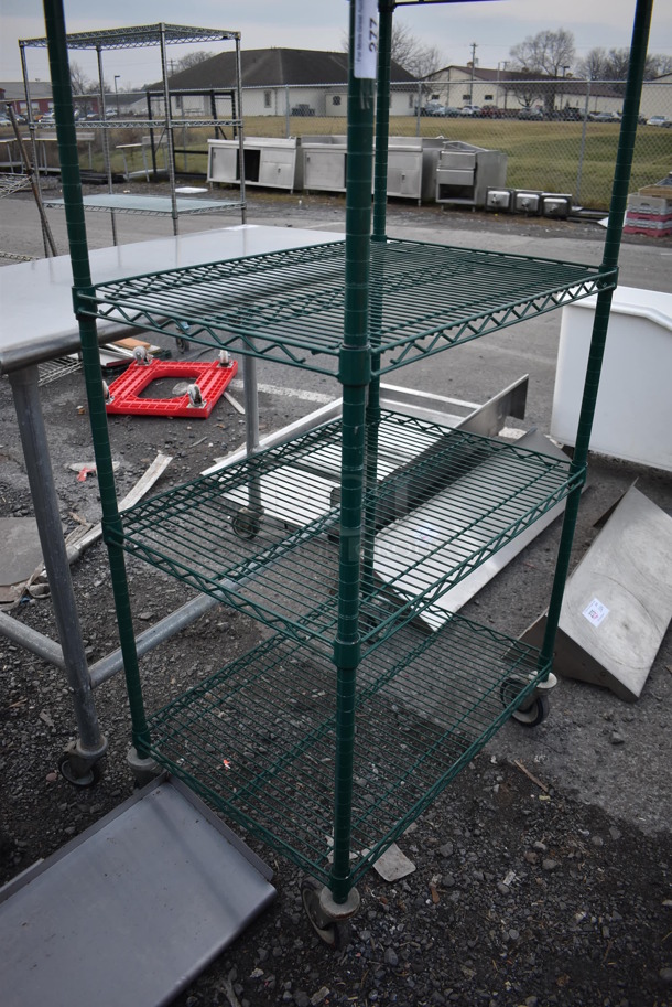 Green Finish 6 Tier Wire Shelving Unit on Commercial Casters. BUYER MUST DISMANTLE. PCI CANNOT DISMANTLE FOR SHIPPING. PLEASE CONSIDER FREIGHT CHARGES. 30x21x92 - Image 3 of 4